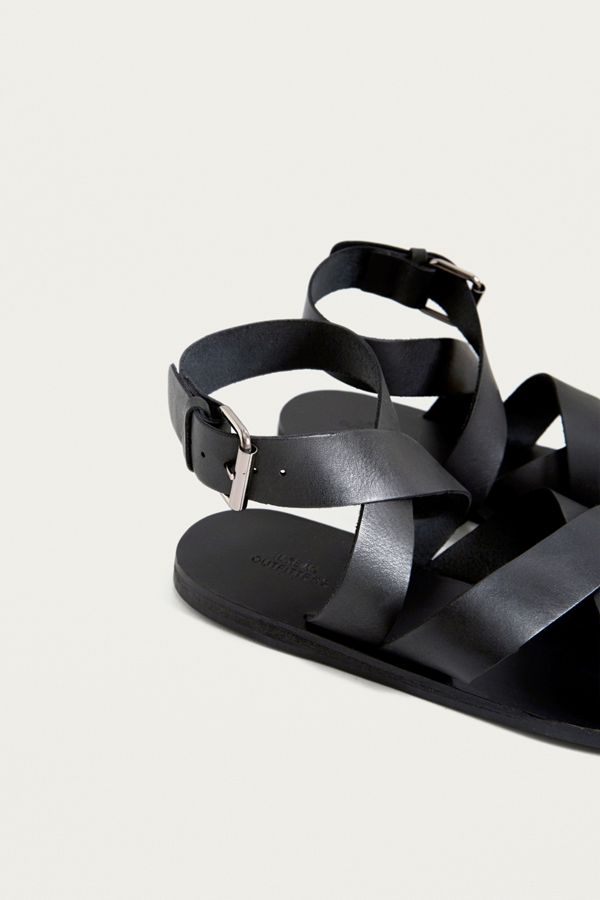 UO Black Toe Loop Cross Strap Sandals Urban Outfitters