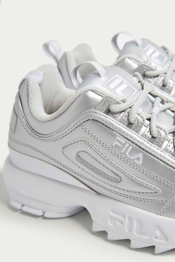 fila disruptor ii iridescent silver & white shoes