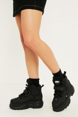 buffalo black platform trainers