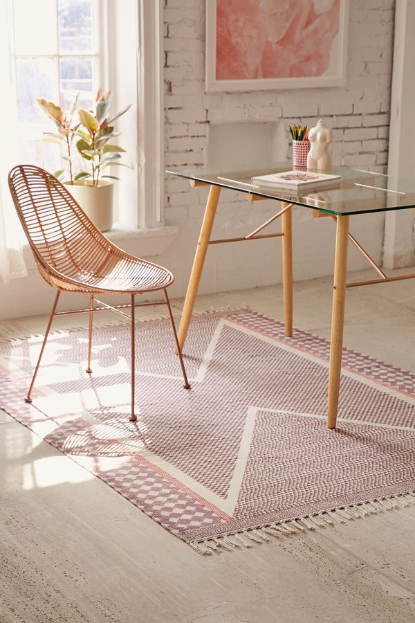 Calisa Block Printed Pink 5x7 Rug Urban Outfitters