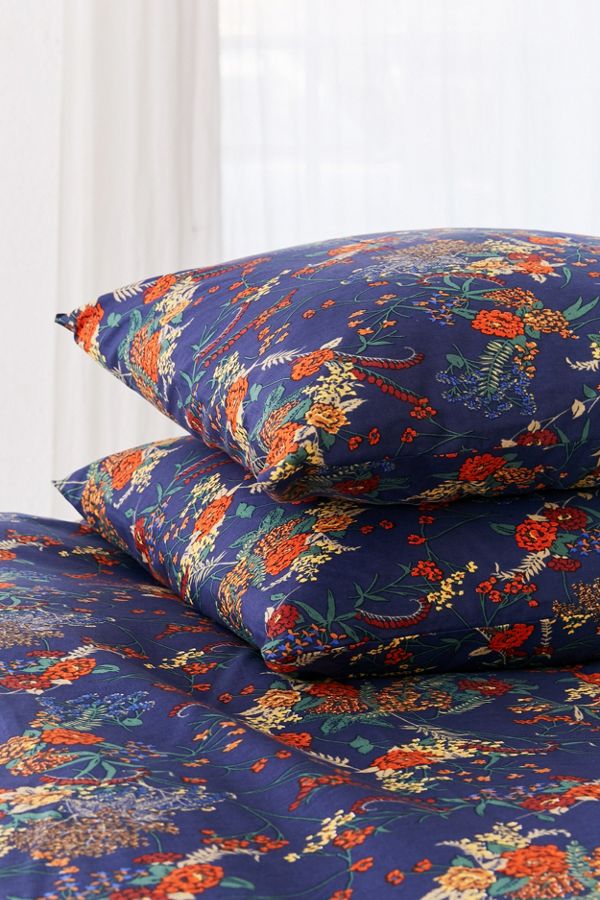 Indigo Floral Bouquet Duvet Cover Set Urban Outfitters UK