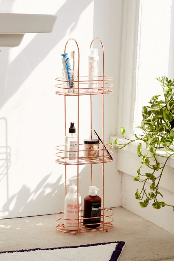 Minimal Rose Gold Standing Bathroom Storage Rack Urban Outfitters DE