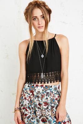 Staring at Stars Crochet Trim Camisole in Black - Urban Outfitters