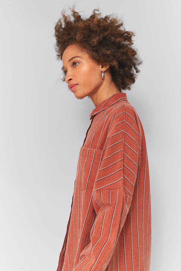 Rust Abstract Print Button-up Shirt