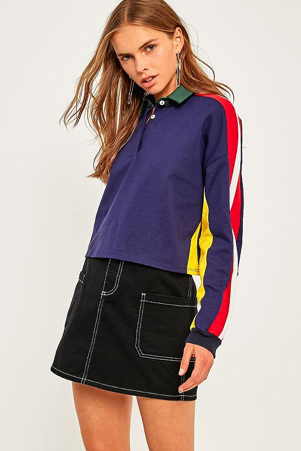 BDG Colour-Blocked Cropped Polo Shirt | Urban Outfitters