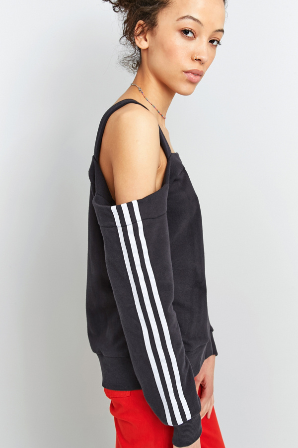 Slide View: 2: adidas Originals Cold-Shoulder Sweatshirt