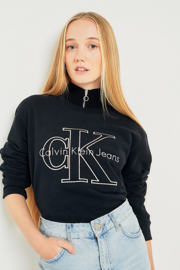 Slide View: 2: Calvin Klein Jeans - Sweat à logo métallisé