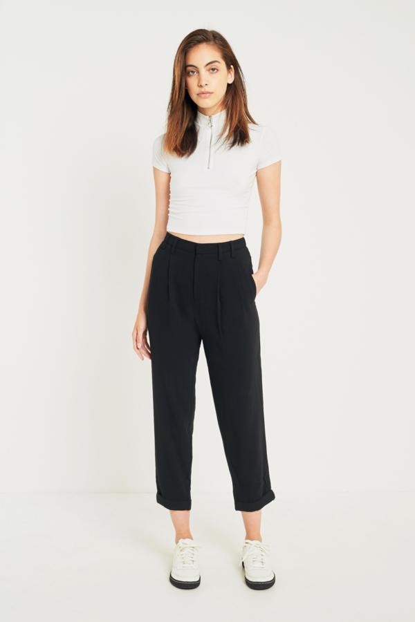 Light Before Dark Pleated Front Black Trousers | Urban Outfitters