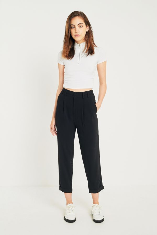 Light Before Dark Pleated Front Black Trousers | Urban Outfitters