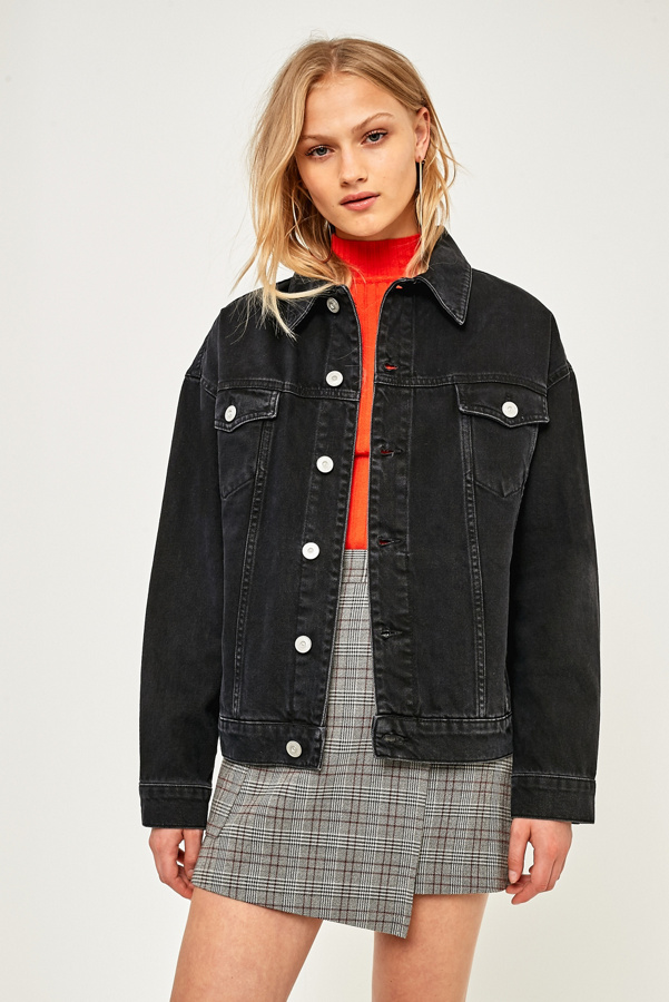 BDG Oversized Black Denim Jacket Urban Outfitters