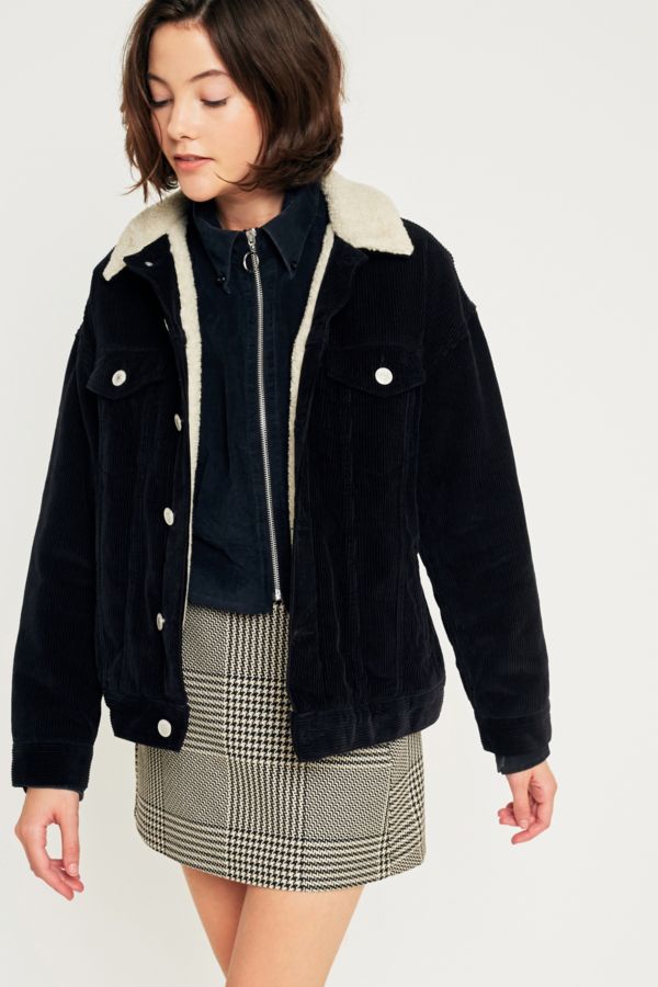 BDG Western Borg-Lined Black Corduroy Jacket | Urban Outfitters