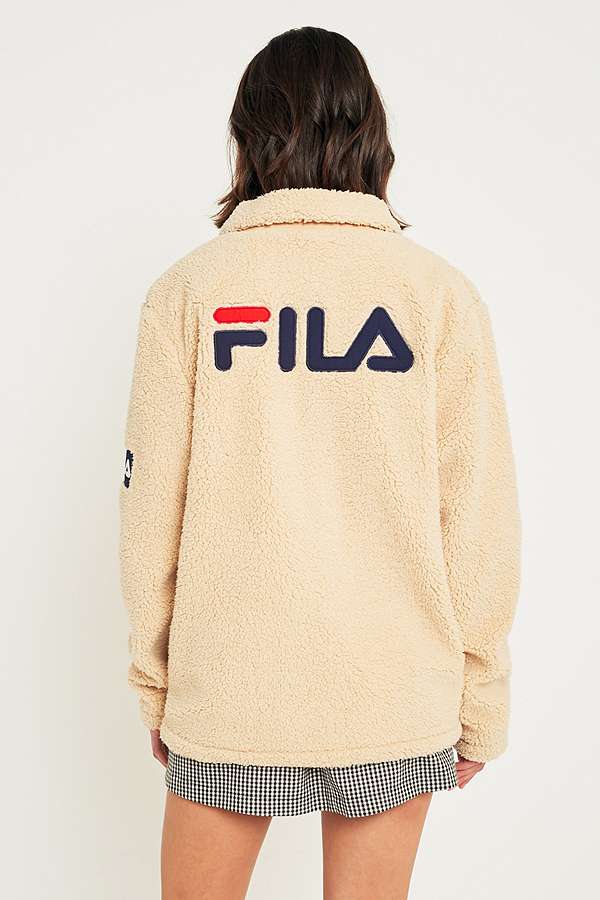 FILA Cream Button-Down Teddy Coat | Urban Outfitters