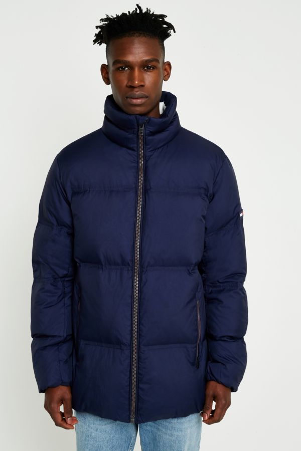 Tommy Jeans Longline Navy Down Puffer Jacket | Urban Outfitters