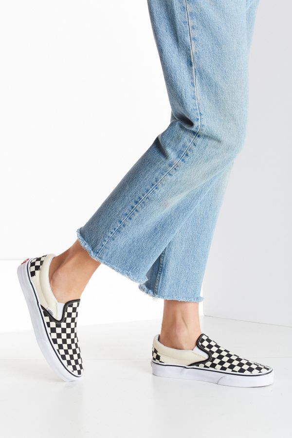 Vans Classic Black and Cream Checkerboard Slip-On Trainers | Urban ...