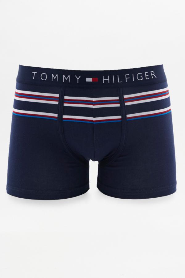 Tommy Hilfiger Identity Navy Striped Boxer Trunks | Urban Outfitters