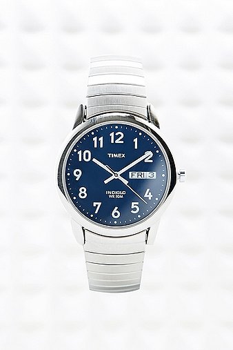 Timex Blue Face Watch in Silver - Urban Outfitters