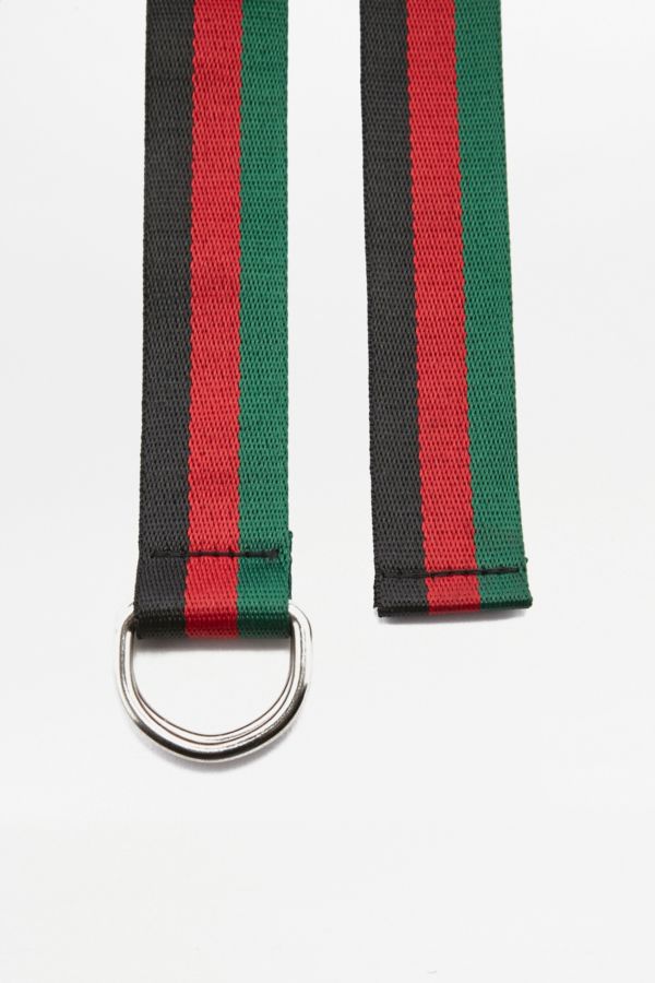 Green and Red Stripe D-Ring Nylon Belt | Urban Outfitters